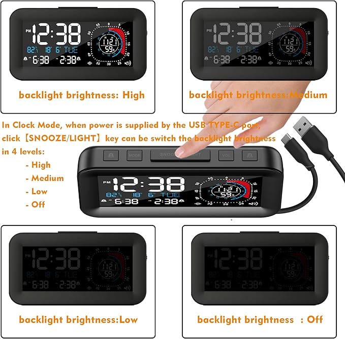 Digital Dual Alarm Clock for Bedroom,Visual Timer Clock for Kids,Dual Display Countdown Stopwatch Timer Dual Alarm Clock, Time Management Station for Homeschooling Teaching Home Kitchen Office (Black)