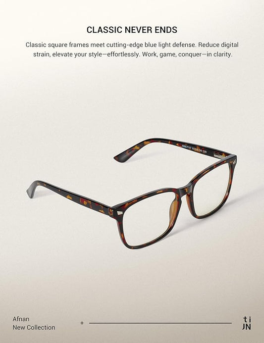 TIJN Blue Light Blocking Glasses for Women Men Clear Frame Square Nerd Eyeglasses Anti Blue Ray Computer Screen Glasses