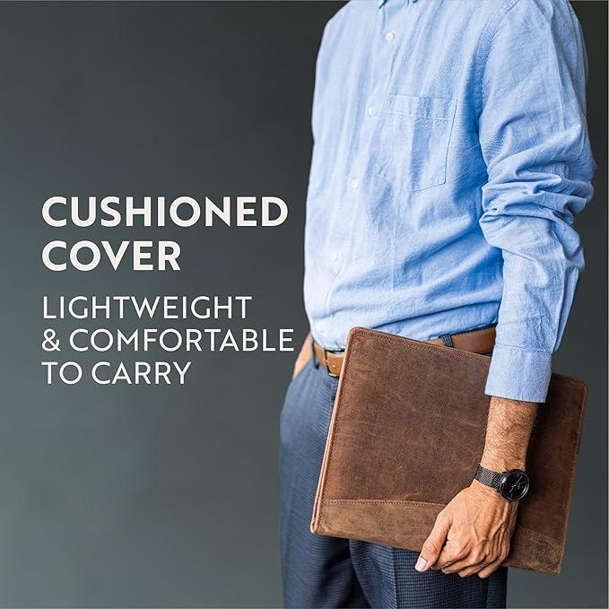 Moonster Leather Portfolio Professional Organizer Padfolio – Resume Folder with Luxury Pen - Leather Binder Portfolio Writing Pad with Business Card Holder - Portfolio Folder for Men & Women