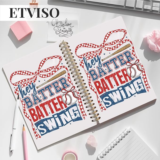 Checkered Coquette Bow Baseball Notebook, Baseballs Lover Gifts Notebooks for Note Taking, Baseballs Player Gifts Journal, Baseball Batter Batter Swing Journals for Writing, 5.5x8.3 Inch