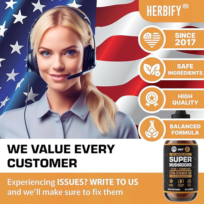 Mushroom Supplement - Lions Mane Reishi Cordyceps Chaga Turkey Tail Inulin & More Mushrooms For Immune Support, Energy - Premium Nootropic Brain Supplements For Memory And Focus - Made in USA 2 FL Oz