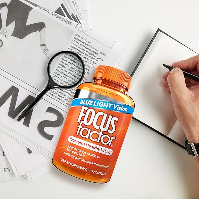 Focus Factor Blue Light Formula (150 Count) - Eye Vitamins with Blue Light Filtration Support - Lutein and Zeaxanthin Supplement with Vitamin C, Vitamin E, Lutemax 2020® - Promote Eye Health (2 Pack)