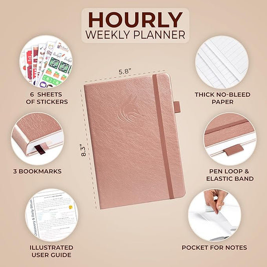 Clever Fox Planner Schedule – Undated Weekly & Monthly Life Planner with Time Slots, Appointment Book & Daily Organizer, A5 (Rose Gold)