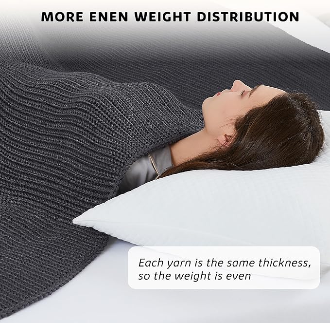 L'AGRATY Knitted Weighted Blanket - 60"x80" 20lbs Cooling Chunky Knit Heavy Blanket for Adults Braided Crochet Throw Thick Cable Yarn Knit Decorative Blanket No Beads Evenly Weighted Machine Washable