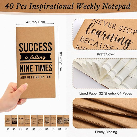 Spakon 20 Sets 2026-2027 Bulk Pocket Planners with Pens Small Daily Weekly Calendar Mini Inspirational Journal to Do List Goals Notepad Employee Appreciation Gift for Coworker Teacher Student(Classic)