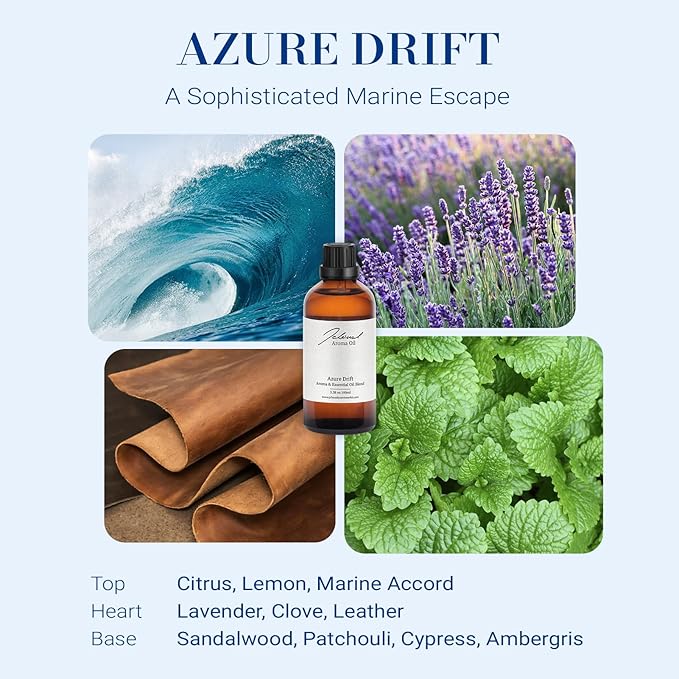 JCLOUD Azure Drift Hotel Diffuser Oil, Luxury Diffuser Oils Scents for Home, Natural Essential Oils for Cold-Air & Ultrasonic Diffuser Aromatherapy, Long Lasting Home Fragrance – 3.38 Fl Oz, 100mL