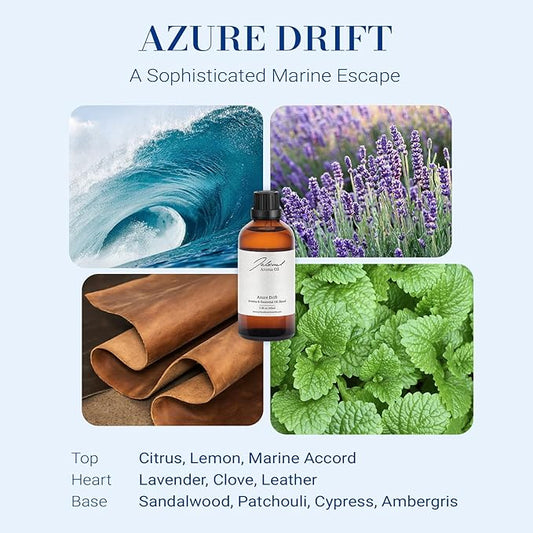 JCLOUD Azure Drift Hotel Diffuser Oil, Luxury Diffuser Oils Scents for Home, Natural Essential Oils for Cold-Air & Ultrasonic Diffuser Aromatherapy, Long Lasting Home Fragrance – 3.38 Fl Oz, 100mL
