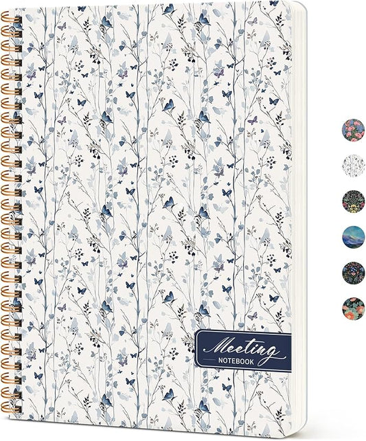 Meeting Notebook for Work Organization, Aesthetic Meeting Minutes Notebook for Work, Event Project Agenda Planner Organizer, Perfect for Office School Business Supplies, 6.9" X 9.7" - Butterfly Grove
