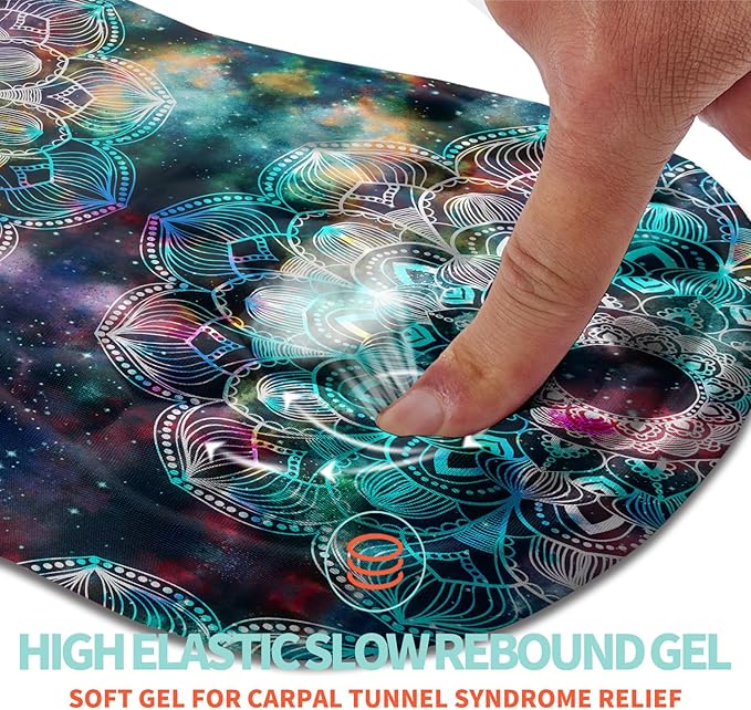 Ergonomic Mouse Pad Wrist Support with Memory Foam Massage Bulge, Carpal Tunnel Pain Relief Mousepad Wrist Rest for Mouse(12x8 inch, Mandala)