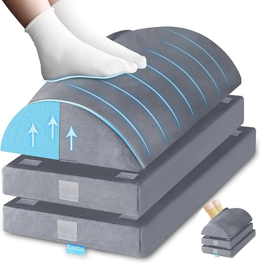 KAYFIA Foot Rest for Under Desk at Work XXL(20in) with 3 Adjustable Heights，Foot Stool with Supportive Gel Foam, Warmer Feet Pocket Footrest for Office Gaming Chair, for Leg Support -Gra