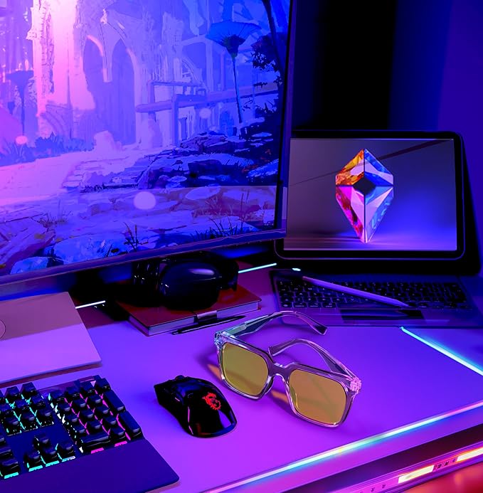 VISOONE Gaming Glasses Blue Light Blocking Oversized Square Computer Eyewear Men Women Cougar