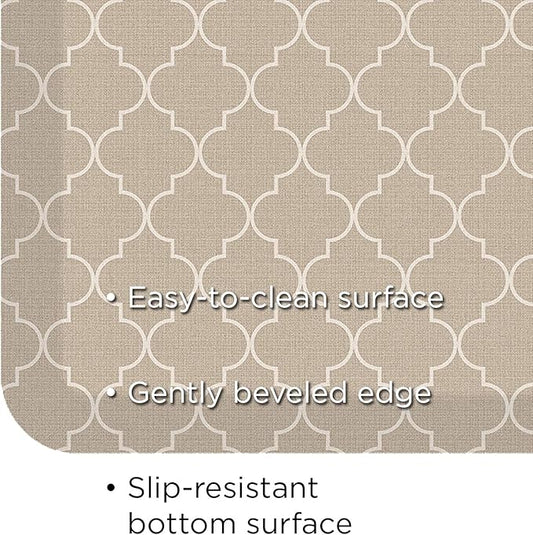 NewLife by GelPro Anti-Fatigue Designer Comfort Kitchen Floor Mat, 30x108" , Trellis Khaki Stain Resistant Surface with 3/4” Thick Ergo-foam Core for Health and Wellness