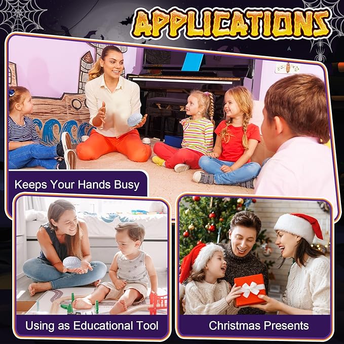 Leitee 12 Pcs Brain Stress Balls Bulk Large Halloween Brain Toys PU Hand Muscle Exercise Pressure Ball Funny Stress Relief Toy for Teens Adult Improving Grip Strength Prop(White)