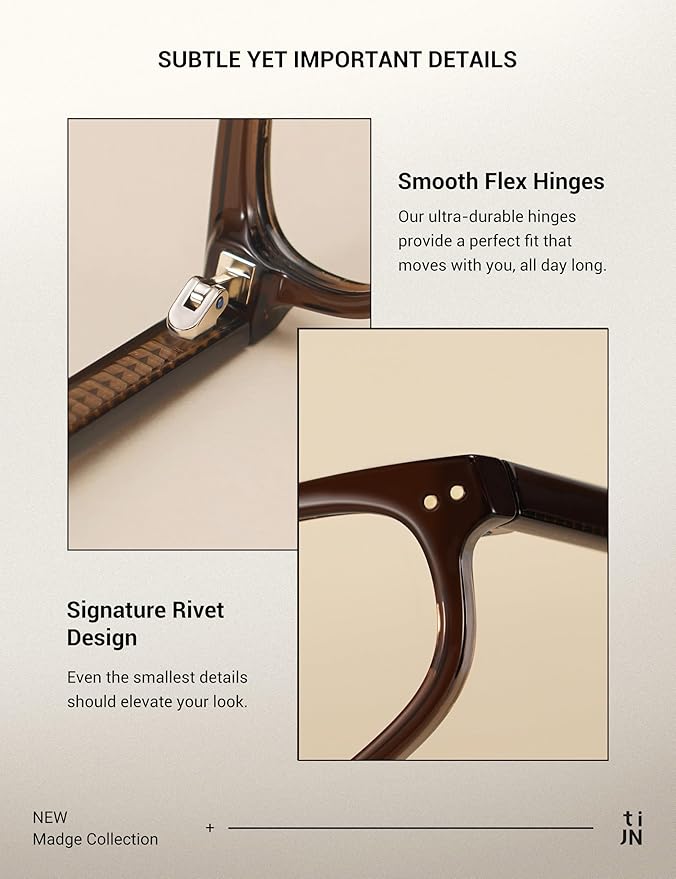 TIJN Olisa Blue Light Blocking Glasses for Women Men,Oval Glasses Frame Bluelight Glasses for Gaming/Computer/Screen