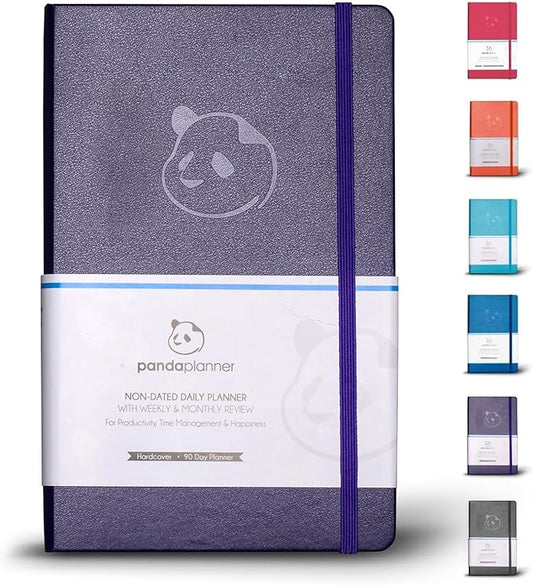 Panda Planner Classic Daily Planner 2025-2026 – Undated Day Planner & Productivity Calendar Notebook for Focus, Goals & Time Management – Purple