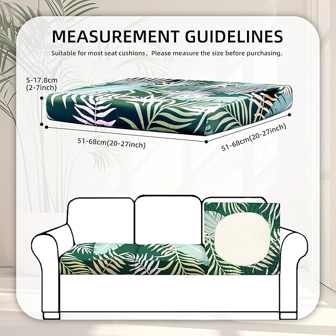 8Pcs Stretch Patio Cushion Covers,Outdoor Couch Covers Replacement,Outdoor Couch & Sofa Slipcovers,for Patio Furniture Cushion Covers,Washable Reusable Furniture Protector (Green Forest, Cover Only)