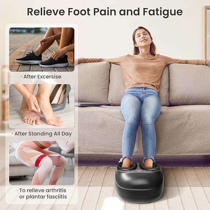 COMFIER Foot Massager with Heat,Kneading,Vibration,Compression,Pause Function,Shiatsu feet Massager for Plantar Fasciitis Neuropathy, Gifts for Him/Her,Remote Control,Size 13