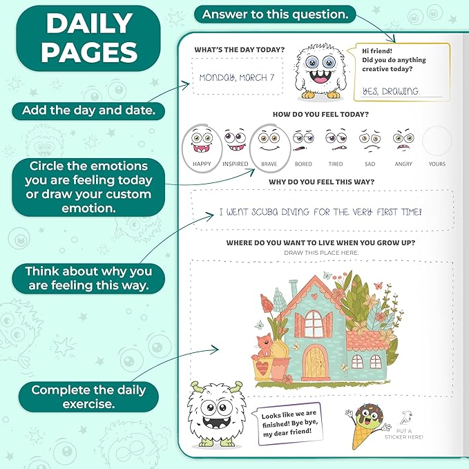 Clever Fox Kids’ Journal – Daily Feelings & Gratitude Notebook for 8+ Children – Child’s Planner & Mood Tracker for Journaling & Writing (Turquoise)