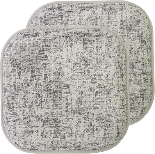 Sweet Home Collection Chair Cushion Memory Foam Pads Honeycomb Pattern Slip Non Skid Rubber Back Rounded Square 16" x 16" Seat Cover, 2 Pack, Broadway Black/White