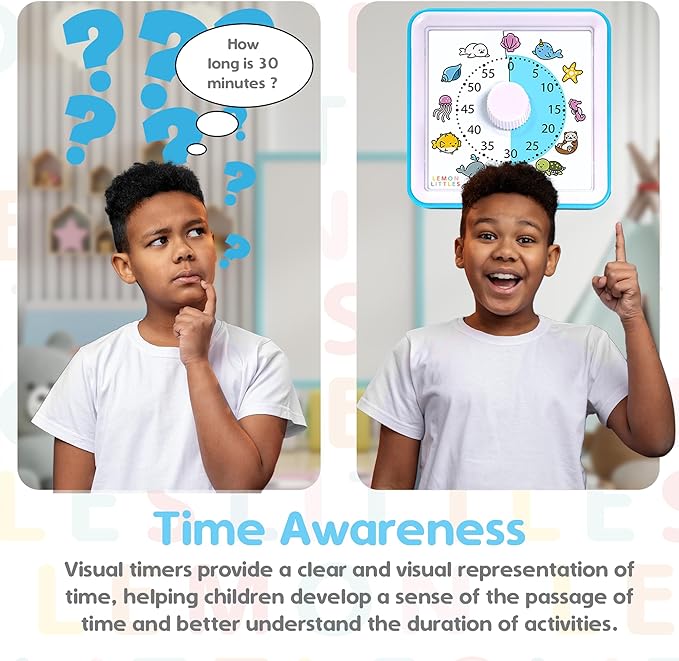 Visual Timer for Kids, Toddler, Autism, ADHD & Preschool Classroom - Animal Silent Countdown Timers - 60 Minute Productivity & Time Management Clock (Sea Creature)