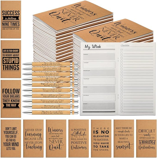 Spakon 20 Sets 2026-2027 Bulk Pocket Planners with Pens Small Daily Weekly Calendar Mini Inspirational Journal to Do List Goals Notepad Employee Appreciation Gift for Coworker Teacher Student(Classic)