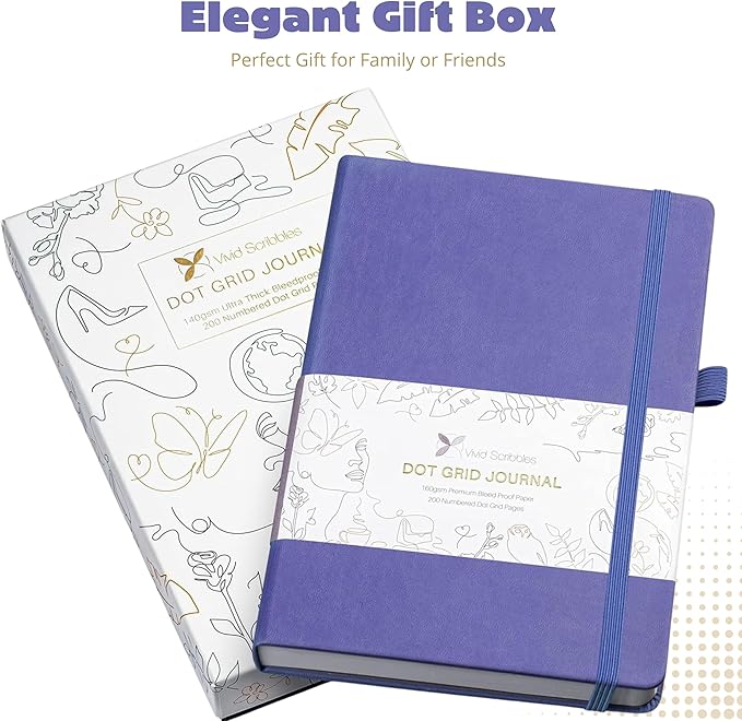 Bullet Dotted Journal – 140gsm Bleed Proof Thick White Paper – 200 Numbered Dot Grid Pages – 5.8 x 8.3 inch Dotted Notebook by Vivid Scribbles