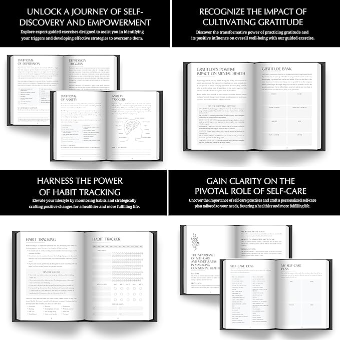 Mental Health Journal - 100-Day Guided Journal with Prompts for Self-Care, Mindfulness, Anxiety & Depression relief - Mood, Wellness & Emotions Trackers
