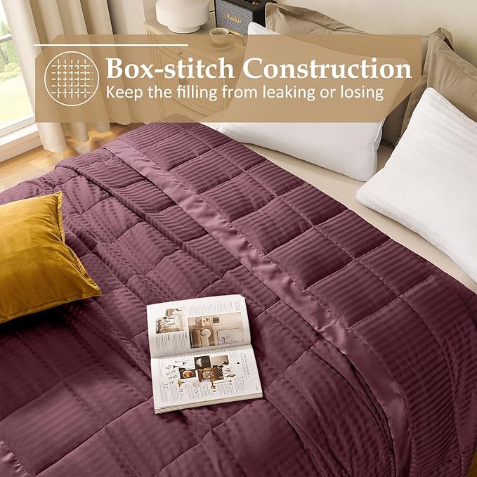 downluxe King Size Blanket with Satin Trim, Lightweight Down Alternative King Blanket for All Season, Machine Washable (Maroon, 108 x 90 Inch)