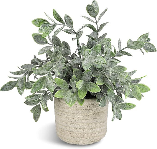 Hopewood Faux Plants, Small Fake Plant for Bathroom, Decorative Artificial Plants for Farmhouse Desk Shelf Decor with A Weave Basket (9.8inch)