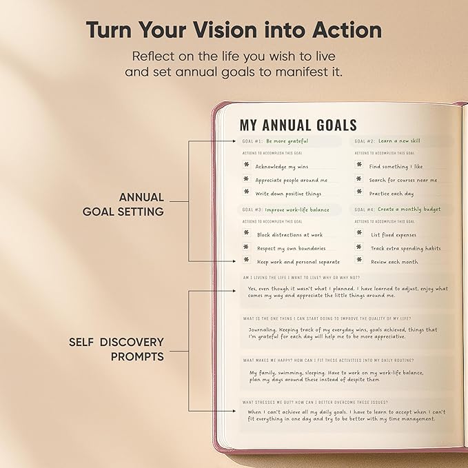 PRODUCTIVITY STORE Gratitude & Self-Care Journal - Guided Mindfulness & Mental Health Journal All-in-One with Prompts for Self Discovery - Daily Journal for Men & Women (A5, Pink)