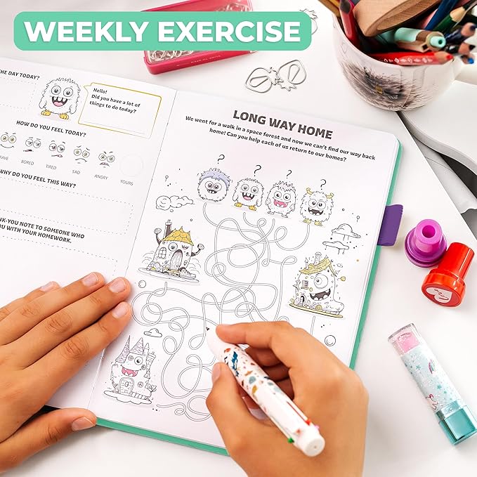 Clever Fox Kids’ Journal – Daily Feelings & Gratitude Notebook for 8+ Children – Child’s Planner & Mood Tracker for Journaling & Writing (Mint Green)