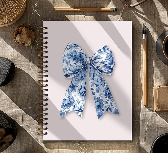 Cowgirl Notebook Journal,Blue and White Notebook Preppy Aesthetic Journal,Pink Girly Notebook,Preppy Gifts for Women 5.5x8.3 Inch