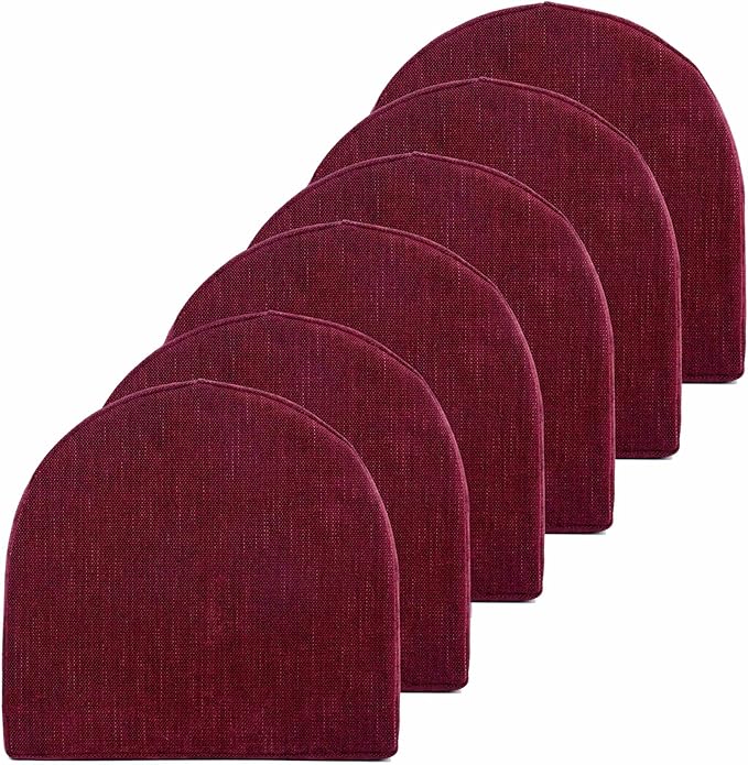 Chair Cushions: Premium High-Density Memory Foam Seat Cushion for Office, Home, & Car - Ergonomic Design for Comfortable Sitting, Relieves Pain & Tailbone Pressure with Non-Slip Bottom, 6 Pack, Wine