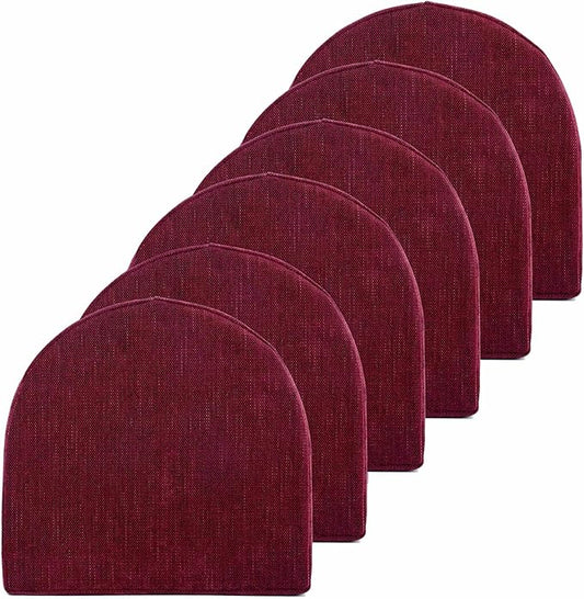 Chair Cushions: Premium High-Density Memory Foam Seat Cushion for Office, Home, & Car - Ergonomic Design for Comfortable Sitting, Relieves Pain & Tailbone Pressure with Non-Slip Bottom, 6 Pack, Wine