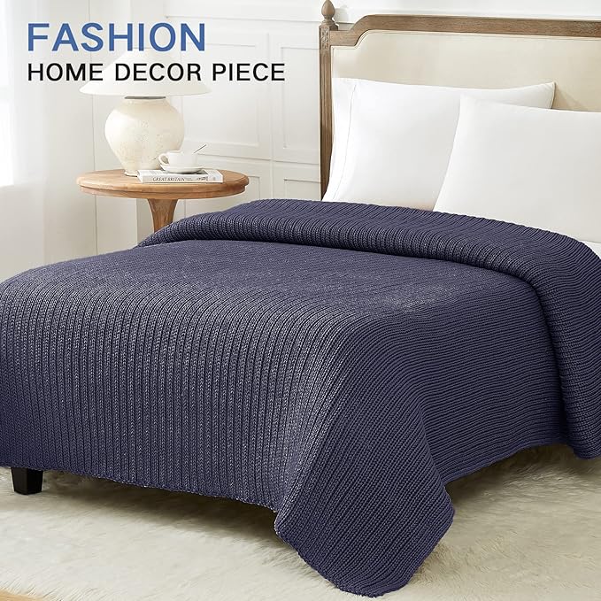 Guohaoi Knitted Weighted Blanket for Adults (Dark Grey 50"x75" 12lbs) No Beads Cooling Throw Blanket for Hot Sleepers, Home Decor Breathable Chunky Knit Heavy Blanket Use on Full Size Bed