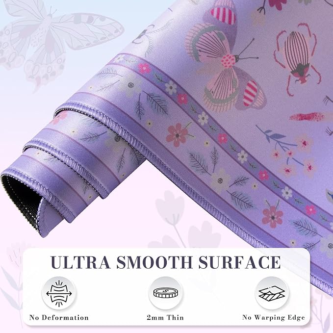 iCasso Purple Large Mouse Pad, Desk Matt for Desktop, XXL Desk Mat for Keyboard and Mouse, Anti-Slip Big Mousepad Computer Mat with Stitched Edges