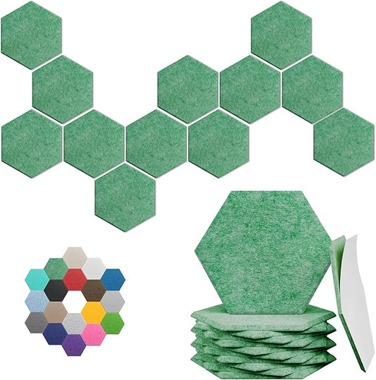 Hexagonal Acoustic Panels-12 Pack High-Density Sound Absorbing Panels 12"X10"X0.4" for Enhanced Noise Reduction, DIY Design, Idea for Studios, Offices, and Home Theaters(Forest Green)