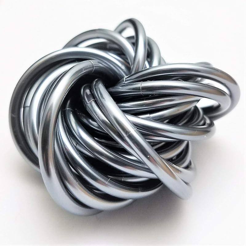 Möbii Fidget Ball (Solid Color): Quiet Mobius ADHD Anxiety Stim Stress Relief Toy Tool for Home Travel Office or Desk (XL(Daydream), Full, Mercury Silver)