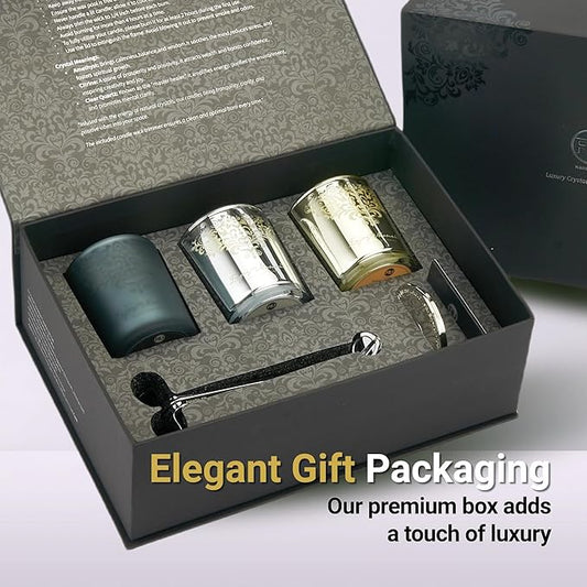 Luxury Scented Candles Gift Set – 3 Crystal Soy & Beeswax Aromatherapy Candle with Snuffer Lid & Wick Trimmer,7oz/each | Floral & Citrus Scents, Candle for Women, candles for home Scented & Relaxation