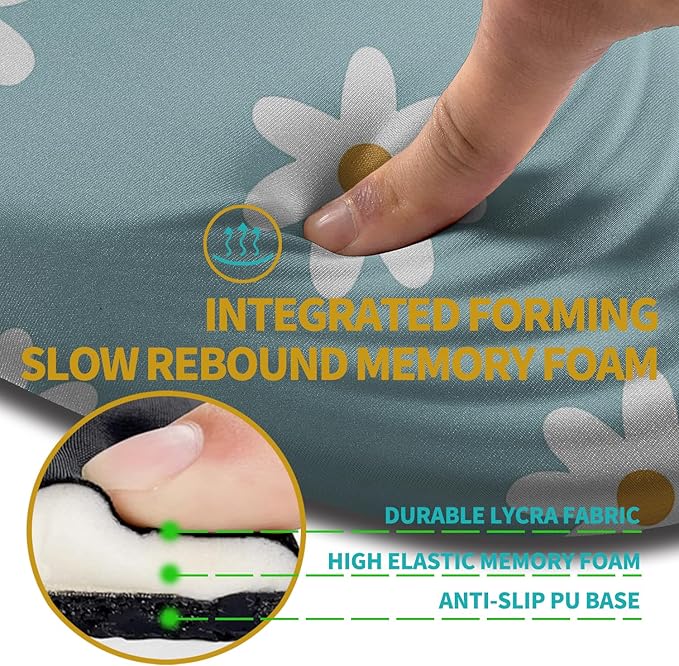 Hokafenle Ergonomic Mouse Pad Wrist Support with Stepped-Wedge Design, Wrist Rest Pain Relief Mousepad Filled with Memory Foam, Carpal Tunnel Mousepad for Wireless Mouse(12x8 inch, Little Daisy)