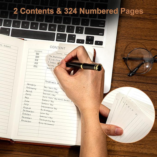 Yoment Lined Journal Notebook for Men Women 324 Pages Leather Bound Journals for Writing A5 Hardcover Journaling Notebooks 100 GSM Thick College Ruled Notebooks for Work School, Dark Brown