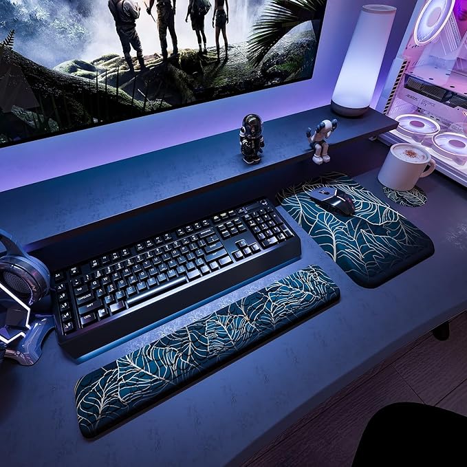 Ospelelf Keyboard Wrist Rest Ergonomic Mouse Pad with Wrist Rest Support Wrist Rest for Computer Keyboard, Green