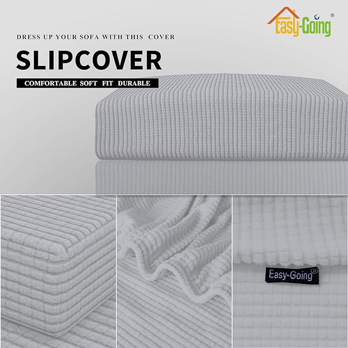 Easy-Going Stretch Chair Cushion Cover Sofa Cushion Furniture Protector Sofa Seat Sofa Slipcover Sofa Cover Soft Flexibility with Elastic Bottom(Chair Cushion, Silver Gray)