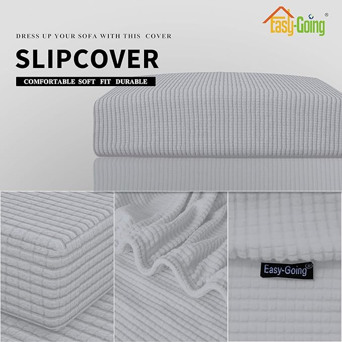 Easy-Going Stretch Cushion Cover Sofa Cushion Furniture Protector Sofa Seat Sofa Slipcover Sofa Cover Soft Flexibility with Elastic Bottom(Sofa Cushion, Silver Gray)