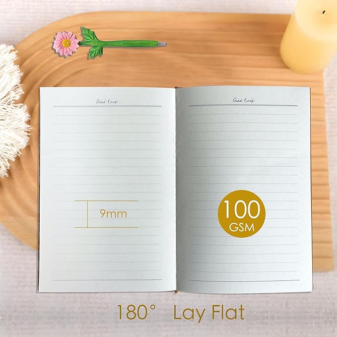 Flower Notebook, Hardcover Journal, Ruled Notebook, A5, 6x8, Floral Printed Fabric Cover, Personal Journal, Lay Flat, Gratitude Journal, Orange Notebook, Sunflower Gifts for Women