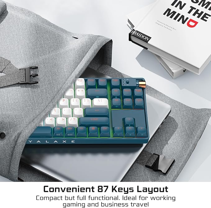 R87 Wireless Mechanical Keyboard, Hot Swappable Wired/2.4G Wireless/Bluetooth Keyboard with RGB Light for Windows & Mac, PBT Keycaps, G Pro Yellow Switch, Whale Blue