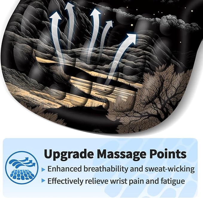 Ergonomic Mouse Pad with Wrist Rest Support, Mousepad with Comfortable Memory Foam Wrist Rest and Non-Slip PU Base for Pain Relief, Computer, Laptop, Office, Home (Moon)