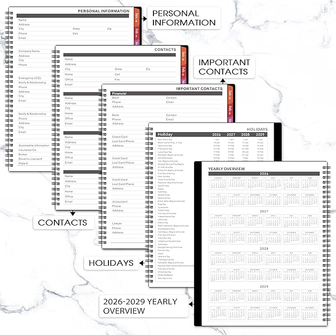 2026-2028 Monthly Planner/Calendar - 3 Year Monthly Planner 2026-2028, Jan. 2026 - Dec. 2028, 9'' x 11'', Calendar Planner with 36 Months Tabs, Double-side Pocket, Holidays, Notes Pages