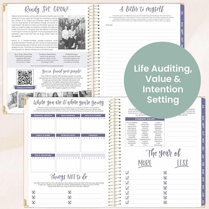 bloom daily planners HARDCOVER 2025-2026 (8.5" x 11") Academic Planner (July 2025 - July 2026) - Aesthetic Goal Organizer - Monthly & Weekly Inspirational Agenda Book - So Many Reasons to Be Happy