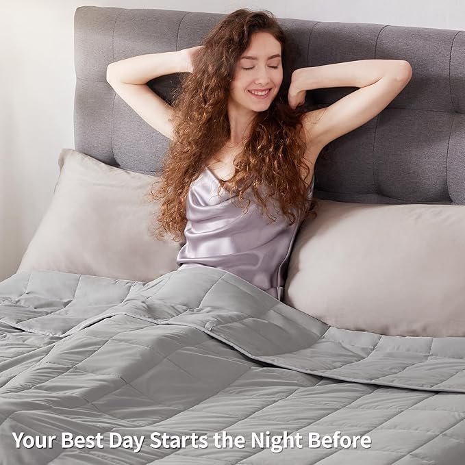 anfie Modern Weighted Blanket (88x104-25lb, Stone Grey), Ultra Soft Polyester, Cooling, 25 lbs, King Size, Machine Washable, Bagged, Lightweight, Unisex